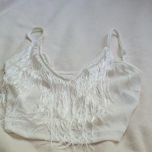 SHEIN White Ruffled Camisole Crop Top